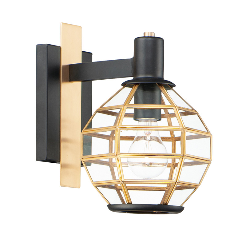 エアルーム1灯壁付けブラケット照明ライト（ブラック/バーニッシュドブラス）｜ダウン型｜屋外防滴｜品番：LML-11543BKBUB