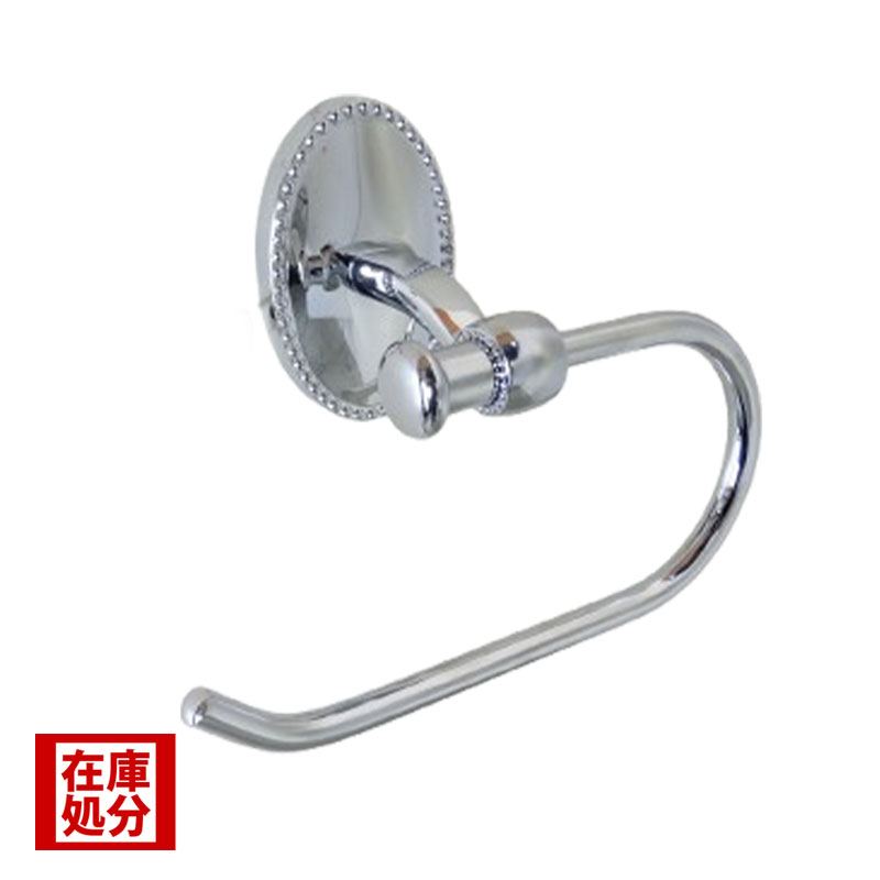 クローム仕上げのタオルホルダーにベージュのタオルを掛けた設置イメージ｜クラシックな壁付けタイプ