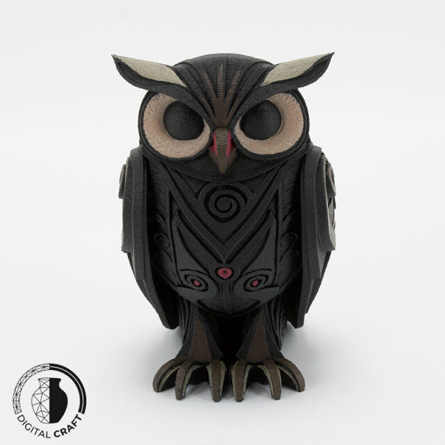 アンティーク調デザインのフクロウオブジェ|3Dプリント×手塗りアート雑貨