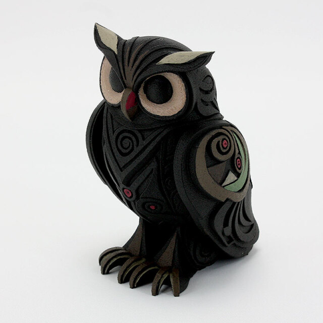 アンティーク調デザインのフクロウオブジェ｜3Dプリント×手塗りアート雑貨