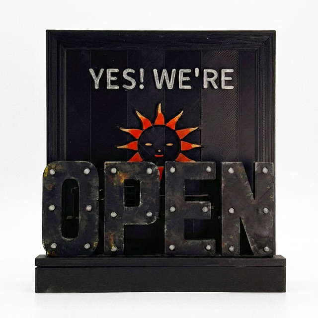 OPEN＆CLOSE両面サインオブジェ｜3Dプリント×ハンドペイントの店舗用インテリア雑貨