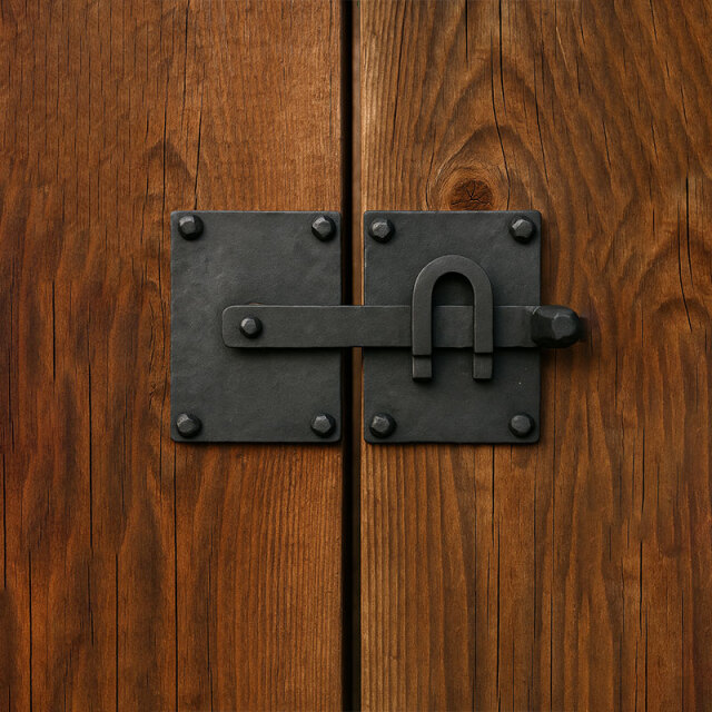 ロートアイアン製のアンティーク調鎚起金具（マットブラック）