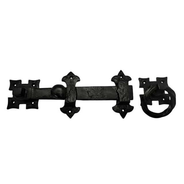 ロートアイアン製ゲートラッチ｜ブラックのアンティーク調門扉ロック金具