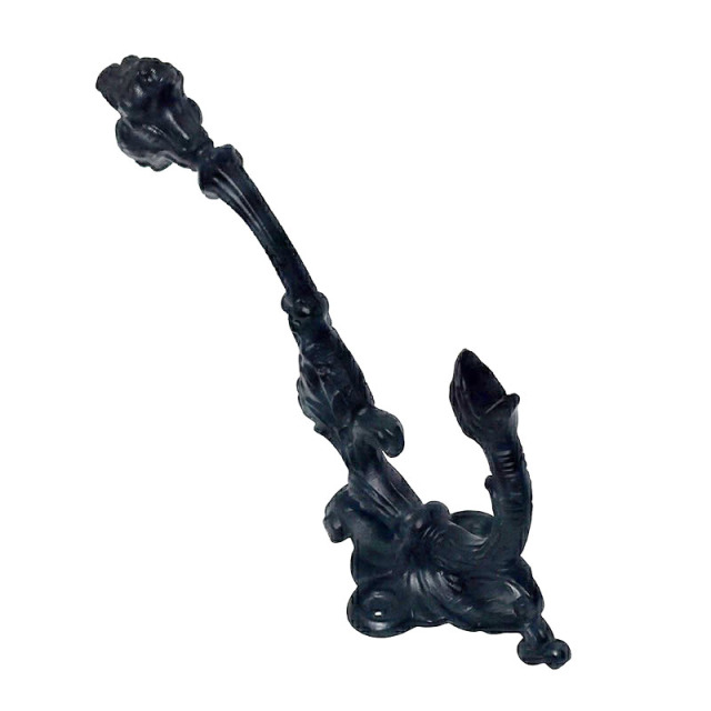 ロートアイアン製壁付けフック｜重厚感あるブラックのアンティーク調アイアンフック