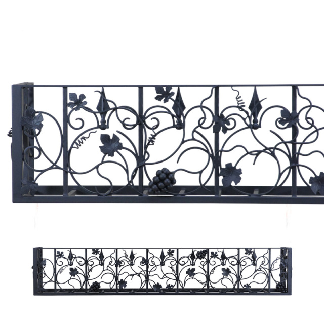 [アイアン製窓花台プランター（ウィンドウボックス型・横幅2m）｜屋外対応・防錆仕上げ・マットブラック｜商品番号：FM-PB4313