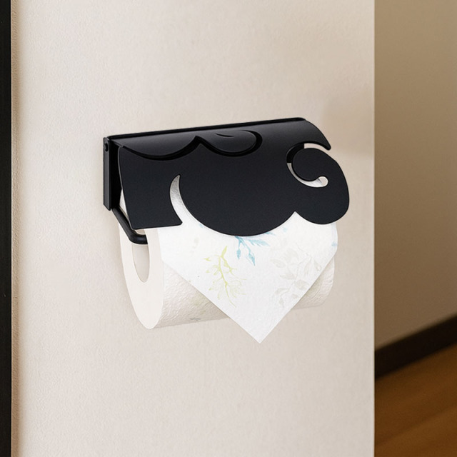 職人ハンドメイドの重厚感あるおしゃれなロートアイアン製トイレットペーパーホルダーの設置例イメージ