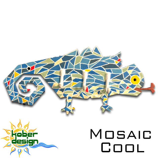 【受注製作】鍵掛けフックホルダー（モザイククール）｜アイアン製・ハンドペイント｜インテリア装飾雑貨・ウォールデコ｜品番：FM-iT3456-iMC