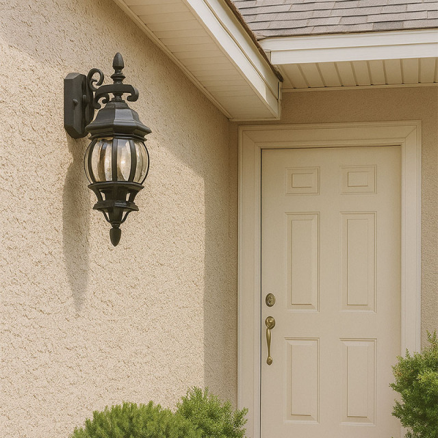 シックな定番ブラックがかっこいい海外の屋外用ブラケット照明