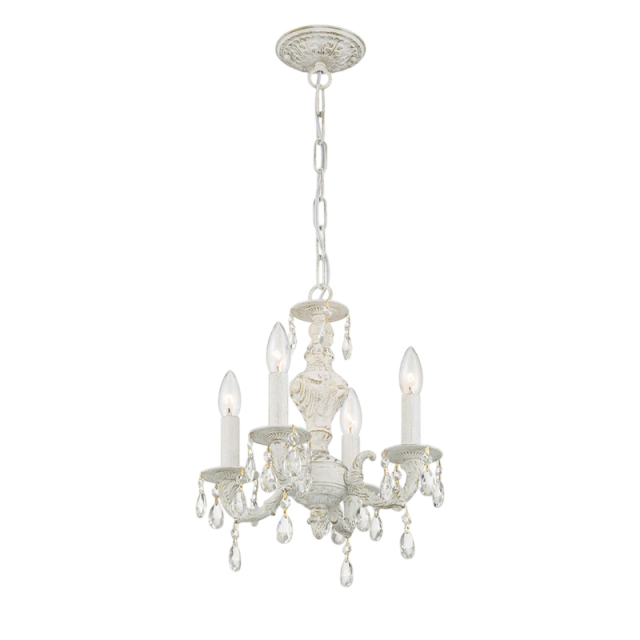 可愛らしいキャンドル型デザインのアンティークシャンデリア（ホワイトカラー）