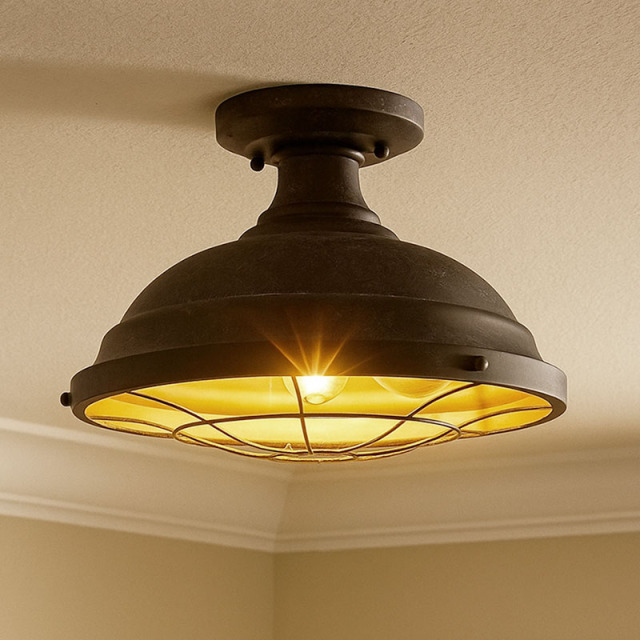 格好いいインダストリアルモダンな天井付け照明