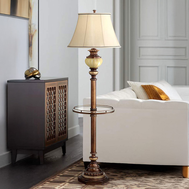 ハイドパーク1灯フロアランプ（ブロンズ・ゴールド）｜クロスシェード