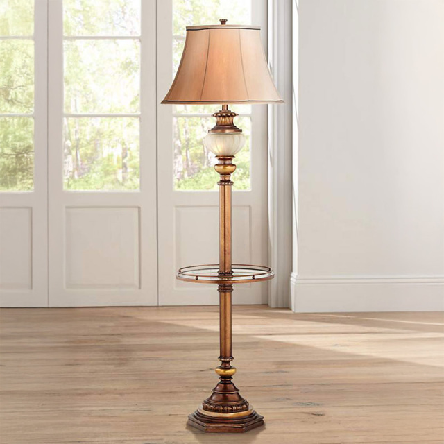 【美品】フロアランプ ハイドパーク1灯フロアランプ（ブロンズ・ゴールド）｜クロスシェード