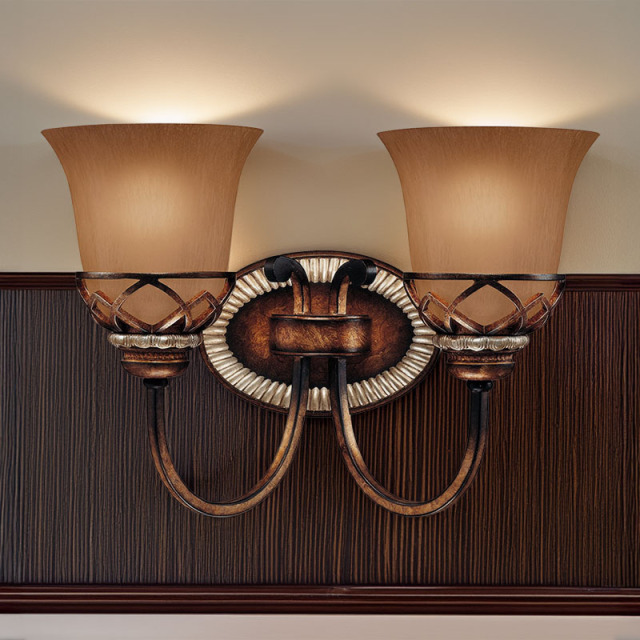 アストンコート2灯ブラケットライト｜アボリオメッゾガラスとブロンズ仕上げの上品な室内用ウォールライト