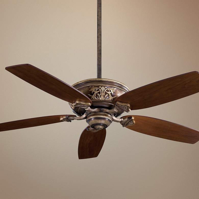 クラシカシーリングファン照明（オールドアイアン＆木目ブレード