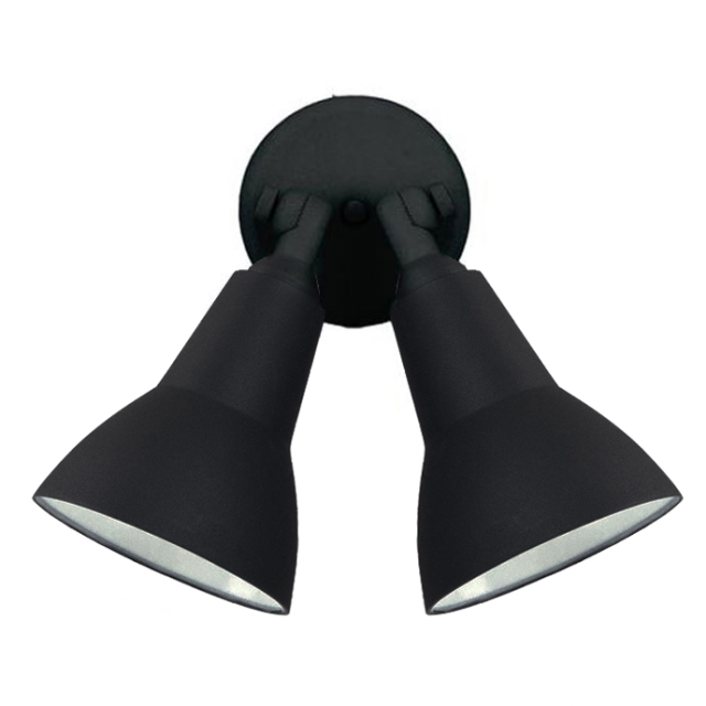 シンプル・ツイン2灯壁付けブラケット照明ライト（ブラック