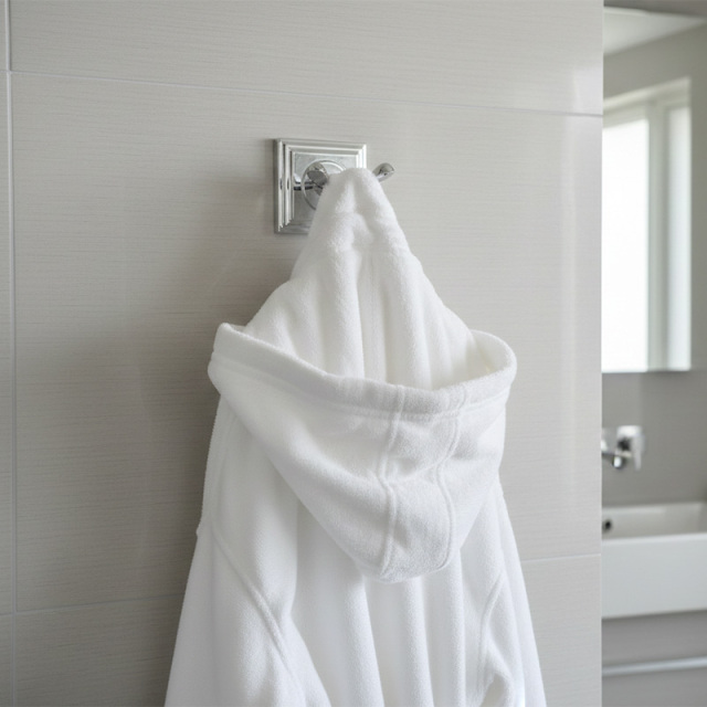 ポリッシュドクローム仕上げのバスローブフック＆タオル掛け｜DESIGN HOUSE（デザインハウス） ハドソンシリーズ