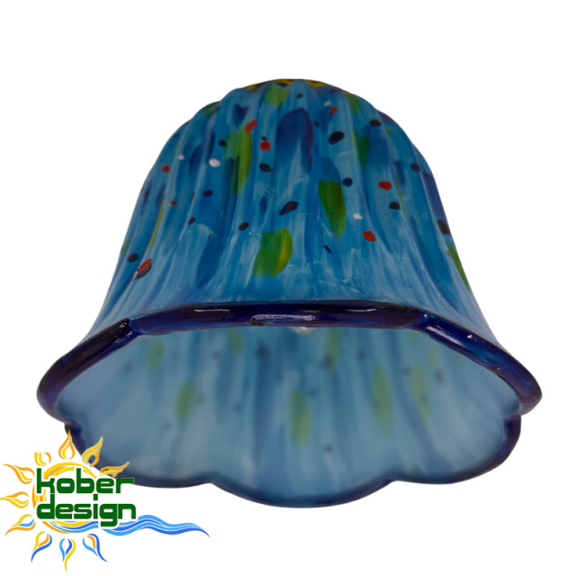 職人の手描きによる美しいハンドペイント模様が魅力のおしゃれなガラス製ランプシェード