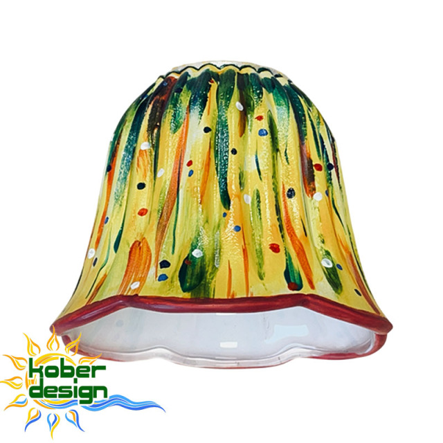 職人の手描きによる美しいハンドペイント模様が魅力のおしゃれなガラス製ランプシェード