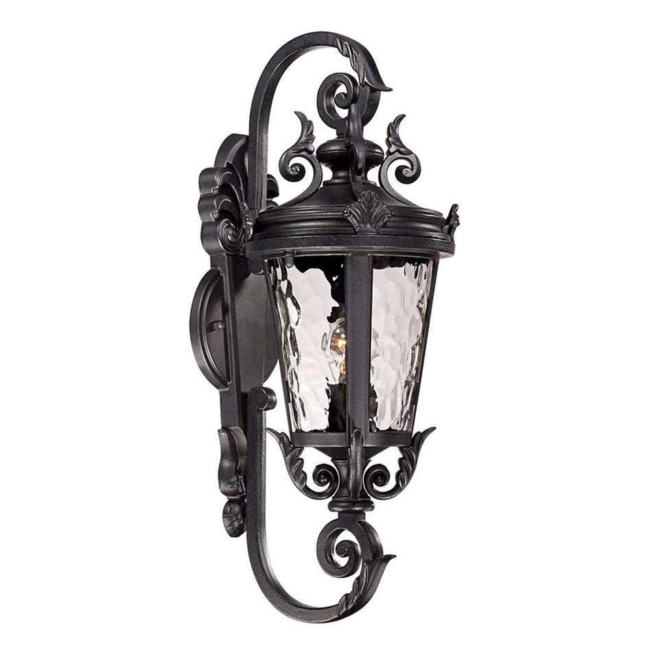 カーサマルセイユ1灯壁付けブラケット照明ライト（ブラック）｜アップ型ガラスシェード｜おしゃれな屋外用防滴ウォールライト｜品番：LJT-X0327