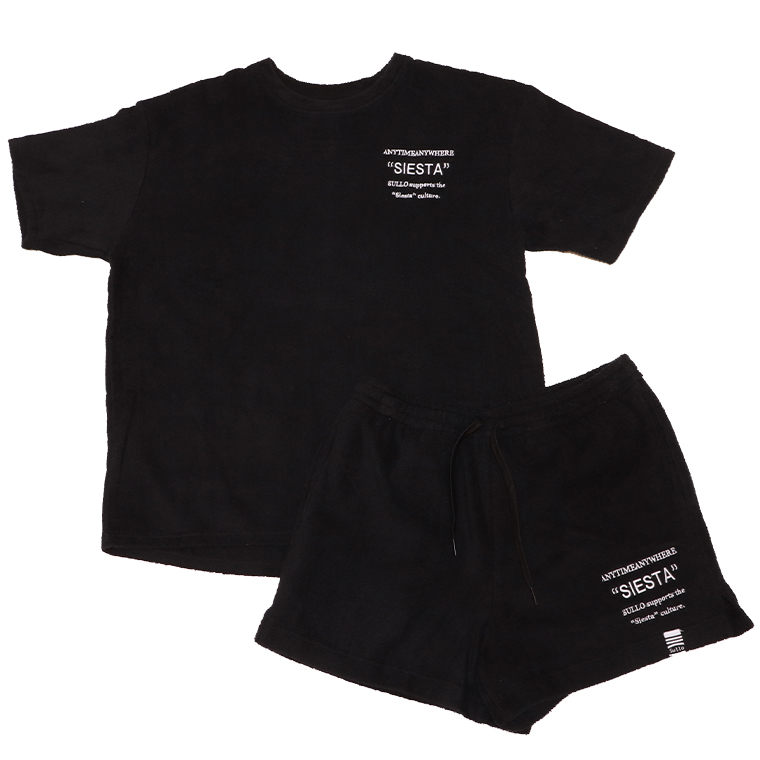 SULLO スージョ 1650301039+1652201040 パイル 上下セット セットアップ SIESTA TEE タオル ショートパンツ リラックスウェア 