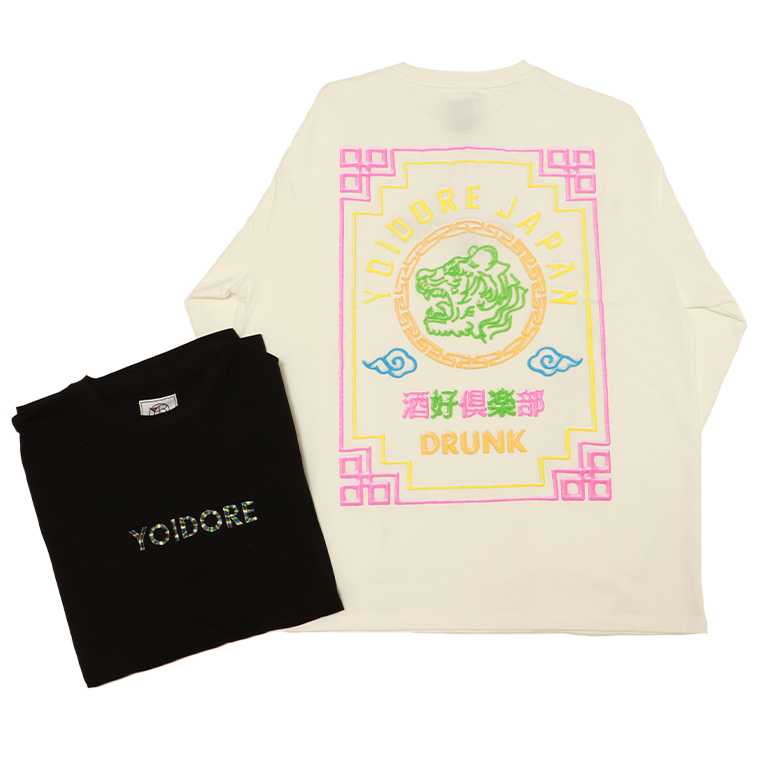 YOIDORE ヨイドレ 815505 へべれけネオンL/STEE ロングTシャツ 長袖Tシャツ Tシャツ ゆったりサイズ