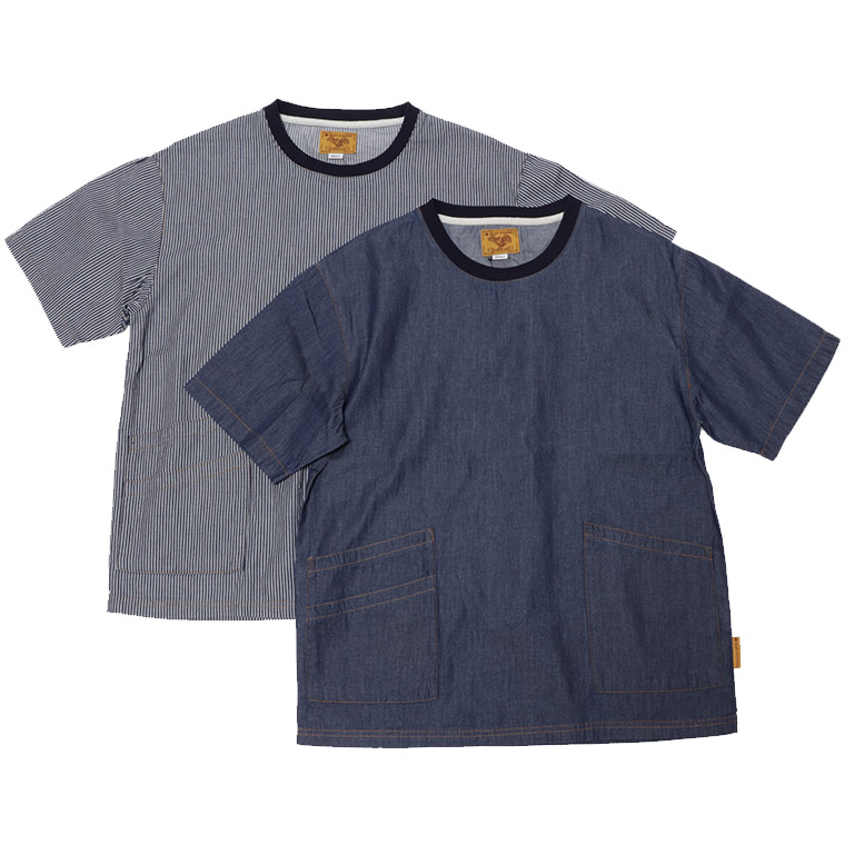 gymmaster ジムマスター G721752 ライトデニムＴｅｅ ヒッコリーTシャツ デニムTシャツ Tシャツ 半袖 コットン100％