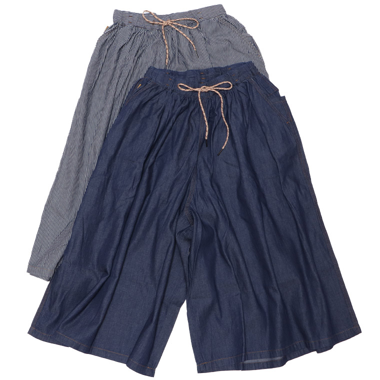 gymmaster ジムマスター G721756 ライトデニムスカーチョ スーパーワイドパンツ デニムパンツ スカーチョ ワイドパンツ レディース コットン100％