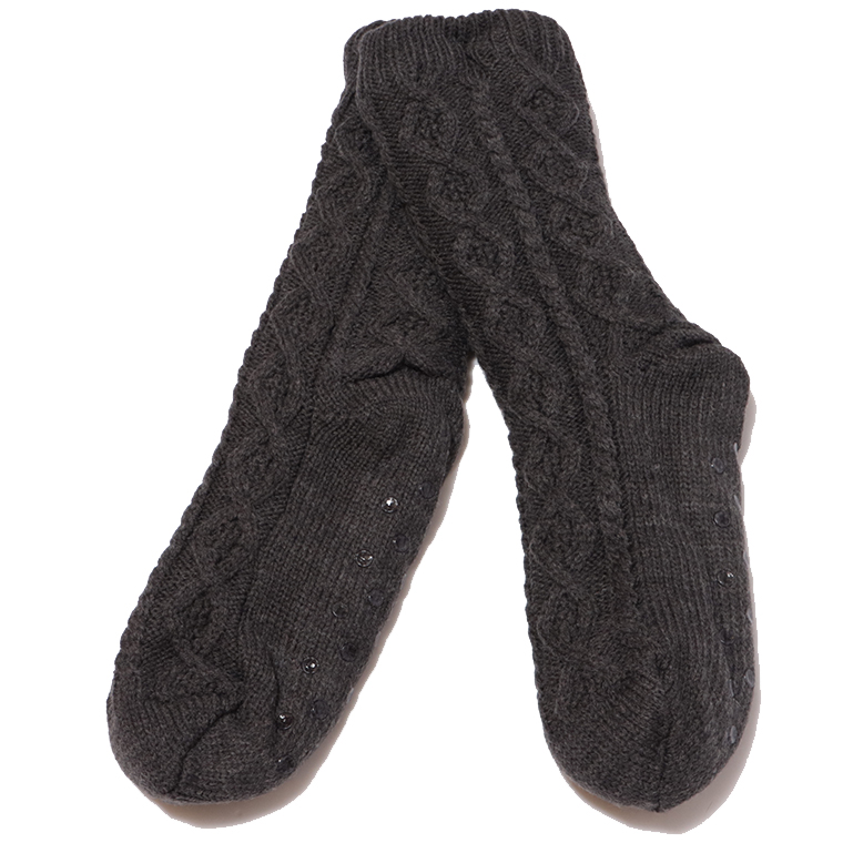 グロリア GSX8766 内ボアケーブル編みルームソックス　靴下　レディース　あったか　防寒