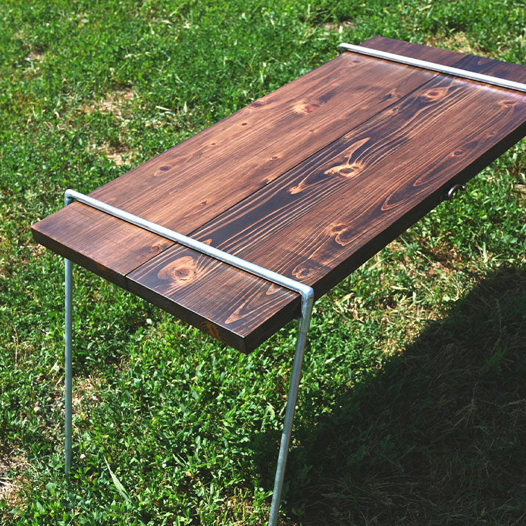 アウトドア　コンパクト収納テーブル サイズ【大】脚収納タイプ　室内でもおしゃれ　長さ90cm メーカー表示価格:\29,700(税込)の品発売記念！初回販売分に限り特別価格！【マルナカデザイン】