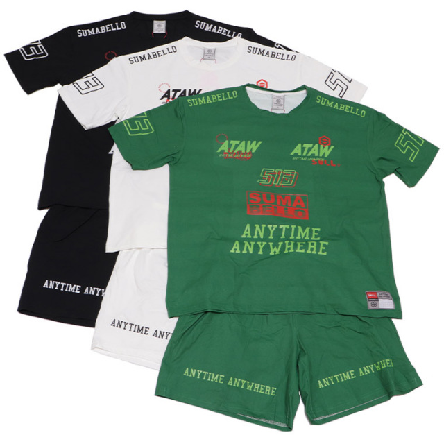 SULLO スージョ 1820101014＋1821101016 CITYUNISHIRT＋CITYUNISHORTS プラシャツ プラパンツ Tシャツ ハーフパンツ 上下セット セットアップ