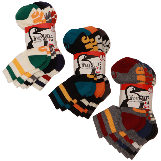 CHUMS チャムス CH06-1128 3Pラインクルーソックス ラインソックス 3足セット ショート丈 ソックス 靴下