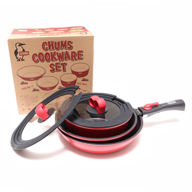 CHUMS チャムス CH62-1917クックウェアセット　調理器具　クッキング用具　キャンプでもご自宅でも、取っ手がとれるフライパン＆鍋セット