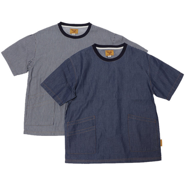 gymmaster ジムマスター G721752 ライトデニムＴｅｅ ヒッコリーTシャツ デニムTシャツ Tシャツ 半袖 コットン100％