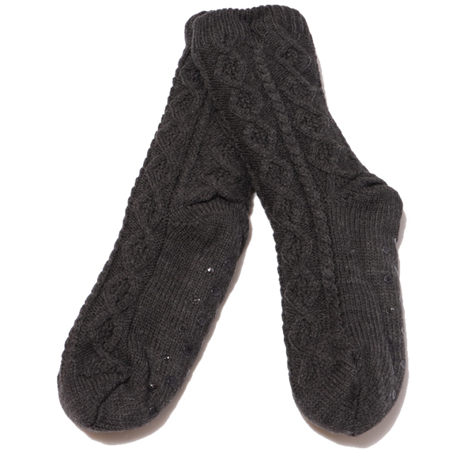 グロリア GSX8766 内ボアケーブル編みルームソックス　靴下　レディース　あったか　防寒