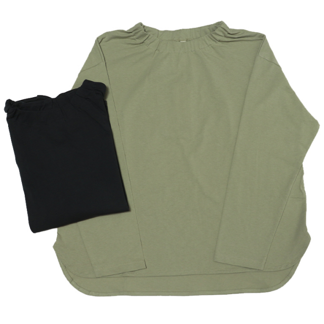 Cloudnine クラウドナイン NCS1764 ゴム入りギャザーハイネックカットソー カットソー綿天竺 カットソー ハイネック レディース