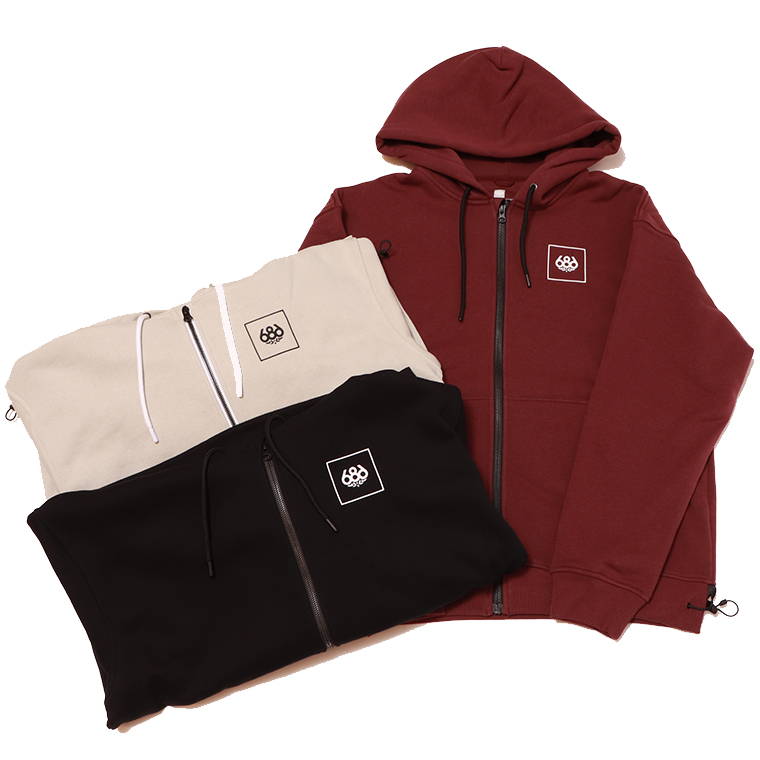 686 シックスエイトシックス M4WNFLC195 KNOCKOUTSCRIPTPREMIUMHEAVYWEIGHTZIPHOODY 裏起毛パーカー ジップパーカー パーカー スウェット 裏起毛