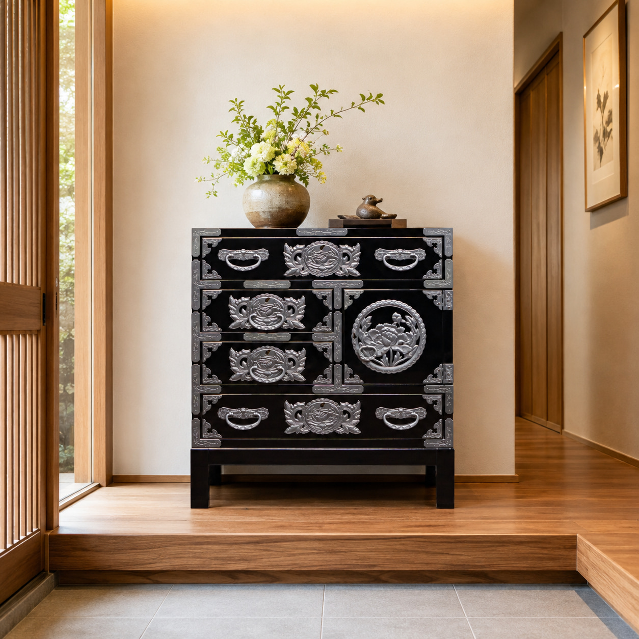 和箪笥　101さま専用 仙台箪笥 脚付帳場箪笥 KB-19BD/KEB-19B/KR-19B 木地呂漆塗り/朱色漆