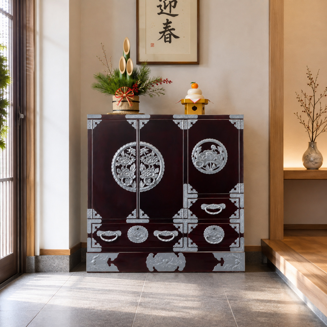 仙台箪笥 帖面箪笥 KB-29/KR-29/KEB-29 木地呂漆塗り/赤木肌木地呂塗り