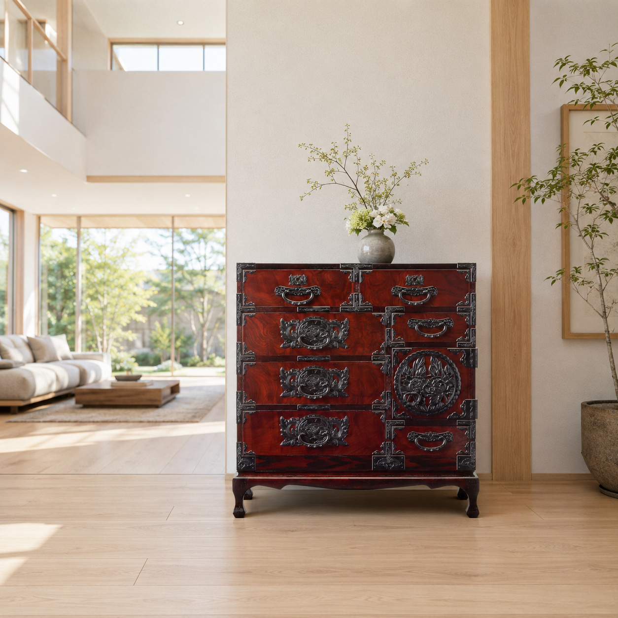 仙台箪笥 猫足チェスト KC-60 拭き漆塗り｜国産 日本製 収納家具