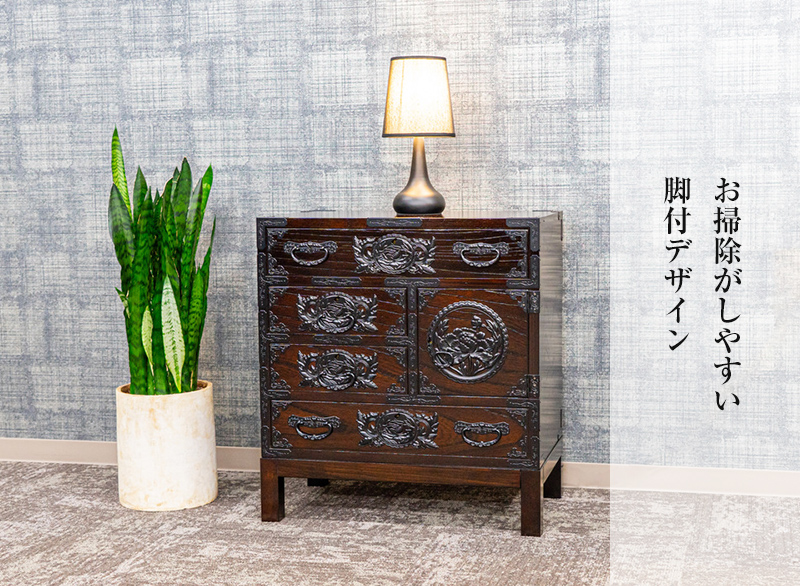【良品】東海家具 SriTokai 猫脚 キャビネット 四段五杯 箪笥 タンス 希少品】東海家具 SriTokai 猫脚 キャビネット 四段五杯 箪笥