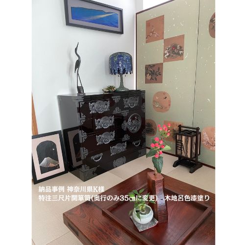 仙台箪笥 三尺片開箪笥 KB-403/KR-403/KEB-403 木地呂漆塗り/赤木肌木