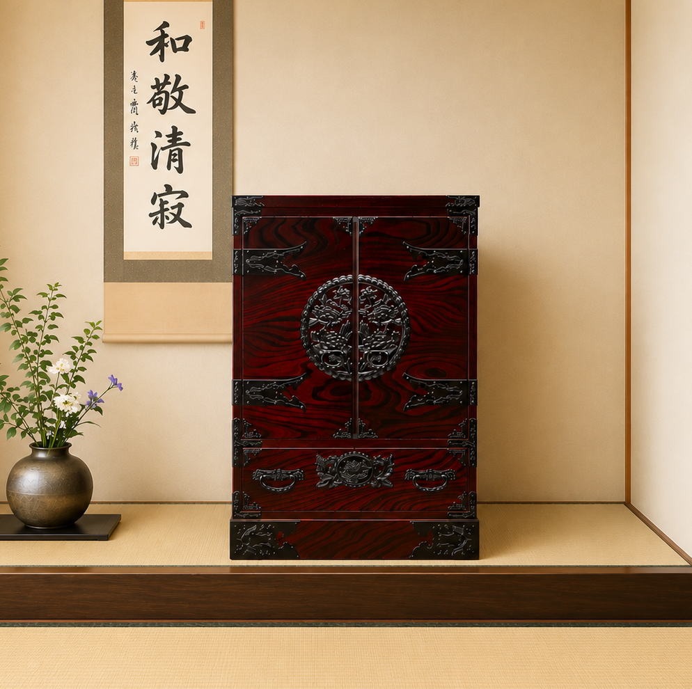 仙台箪笥 55巾両開箪笥85 KC-205 拭き漆塗り｜和箪笥 国産 日本製 欅