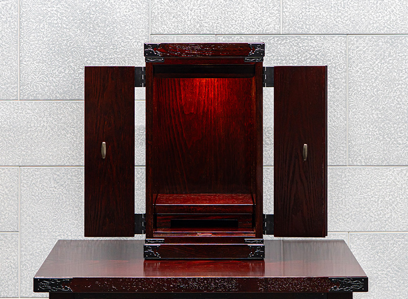 仙台厨子二枚扉 KH-22 拭き漆調 ｜コンパクト ミニ仏壇 モダン仏壇