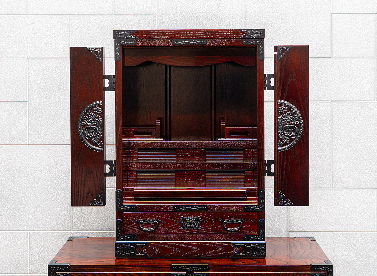 仙台仏壇 23号 中3段 KH-314 拭き漆調｜コンパクト ミニ仏壇 モダン仏壇