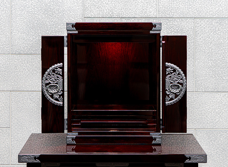 仙台厨子四枚扉 KHB-23D 木地呂漆調 ｜コンパクト ミニ仏壇 モダン仏壇