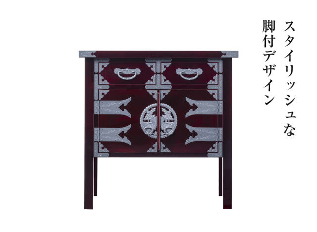 仙台箪笥 両開コンソール KB-131/KEB-131/KR/131 木地呂漆塗り/朱色漆
