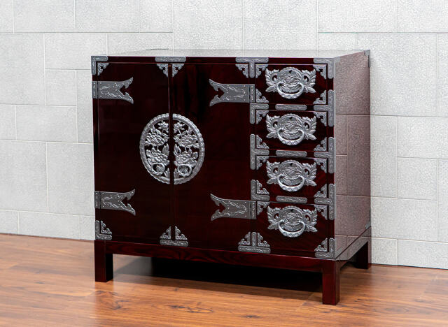 仙台箪笥 三尺キャビネット KB-323/KR-323/KEB-323 木地呂漆塗り/赤木