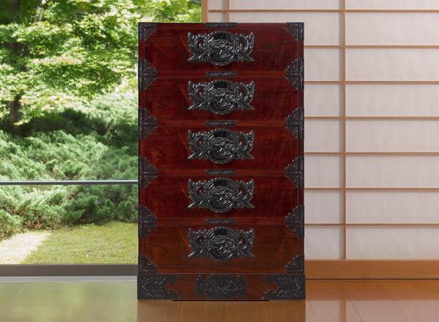 仙台箪笥 立長箪笥100 KC-201　拭き漆塗り