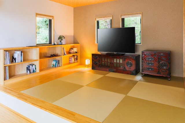 仙台箪笥 四.五尺テレビボード50 KC-306 拭き漆塗り