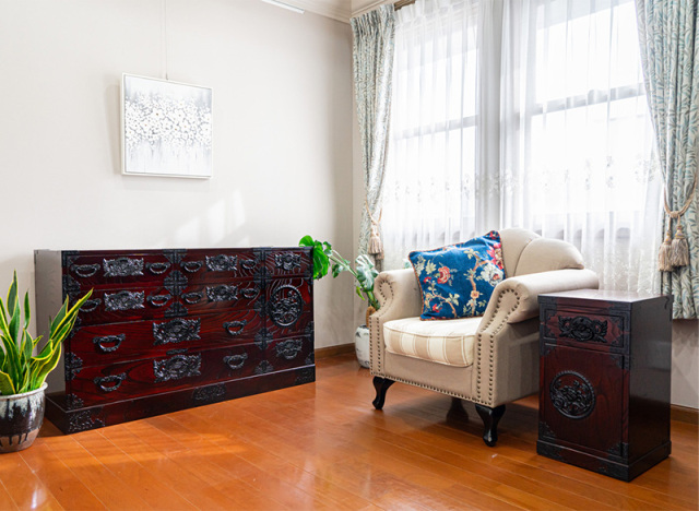 仙台箪笥 サイドチェスト KC-320 拭き漆塗り